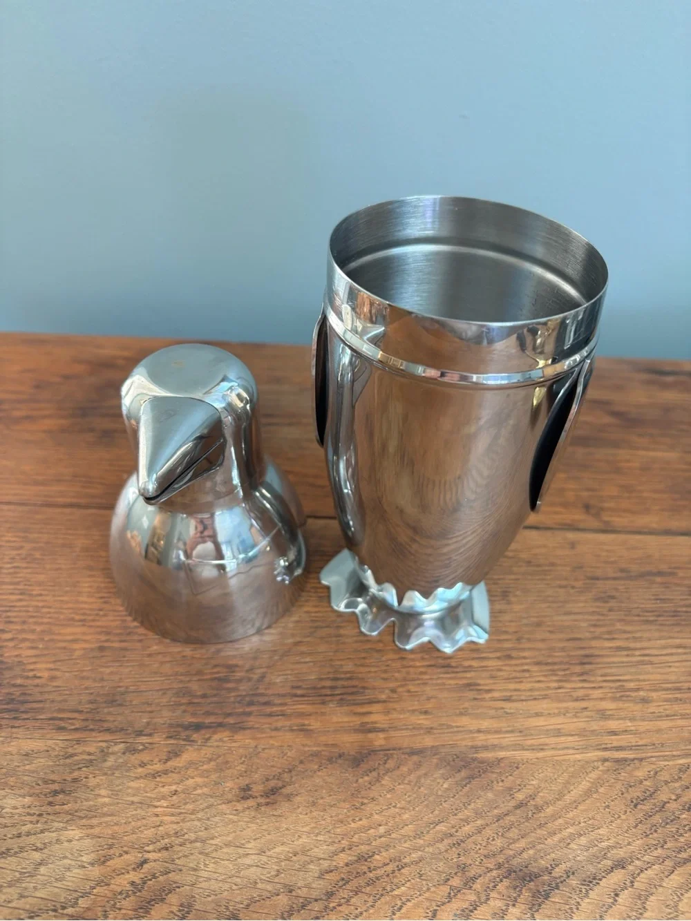 Adorable Tuxedo Penguin-Shaped Stainless Steel Cocktail Shaker- Like New